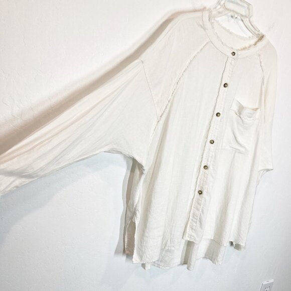 We the Free People Keep it Simple Button Down off White shirt Size S Linen blend - Picture 9 of 12